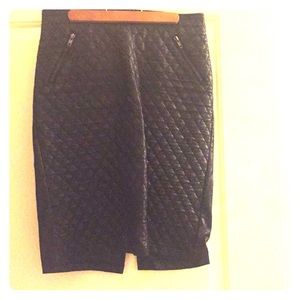 Leather pencil skirt.